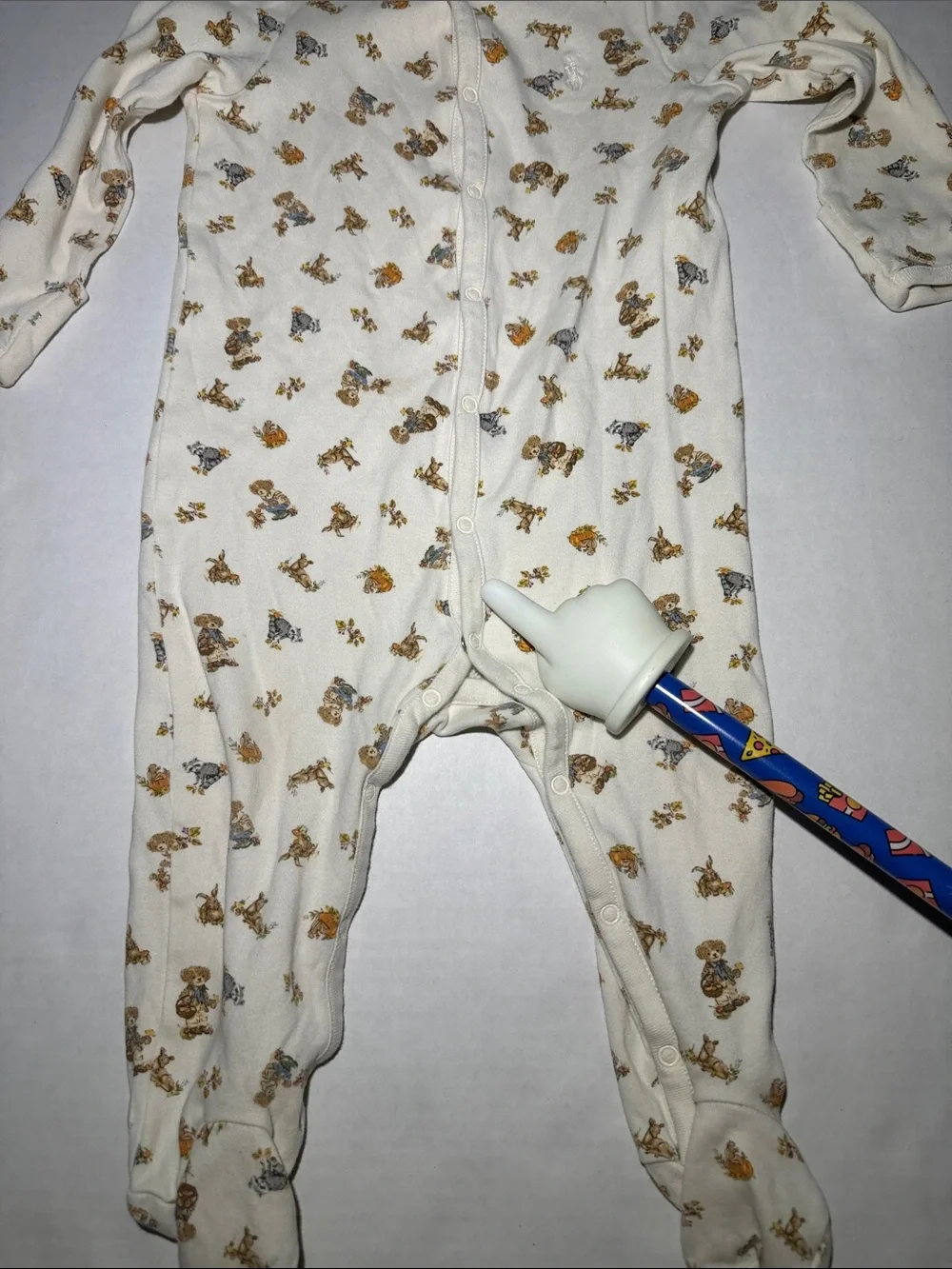 Ralph Lauren Baby 9M Polo Bear Cotton Footed Coverall SEE DESCRIPTION